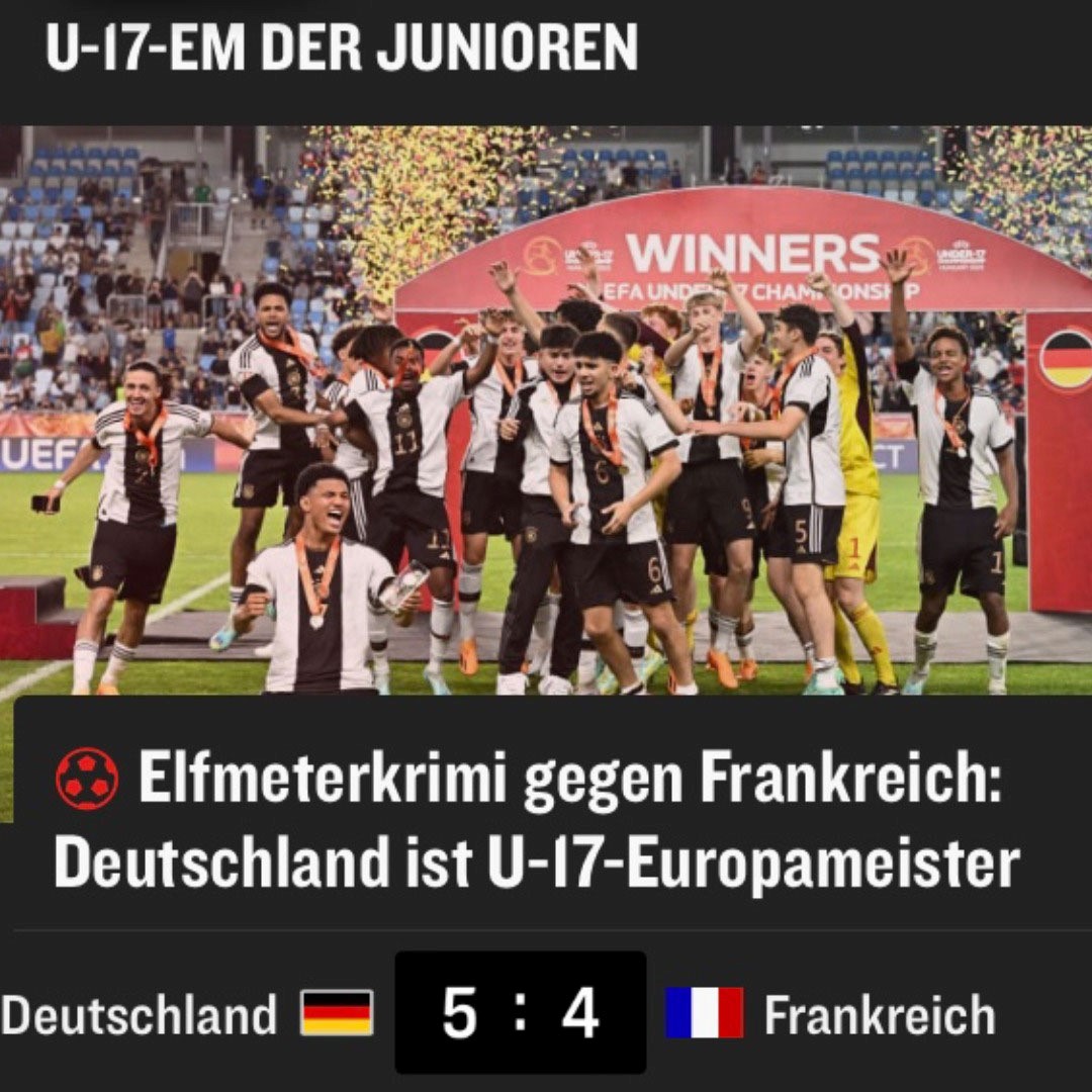 Elfmeterkrimi gegen Frankreich: Deutschland ist U17-Europameister