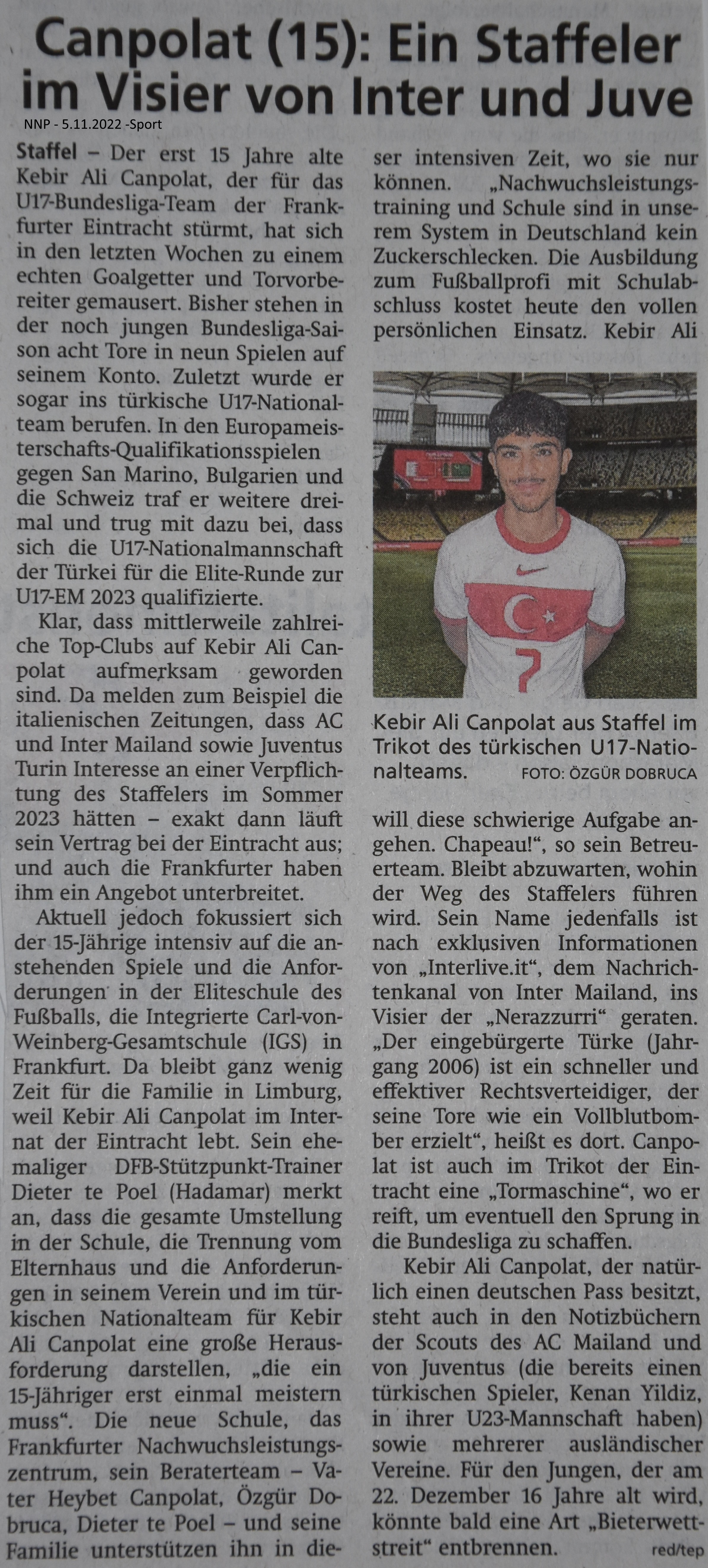 Canpolat (15): Ein Staffeler im Visier von Inter und Juve